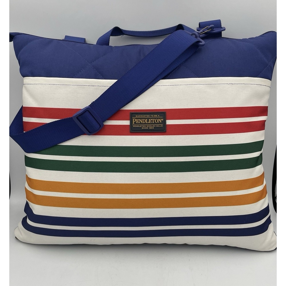 Pendleton Picnic Blanket Stripe 60"x 72" Packable Zip Bag Camping Beach Stadium